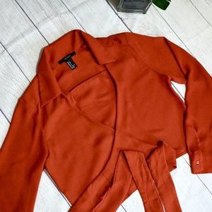 Orange wrap around blouse